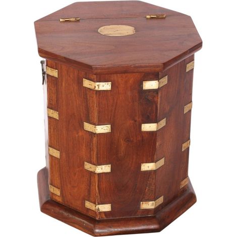 45cm Octagonal Chest - L40 x W40 x H45 cm - Dark Warm Brown