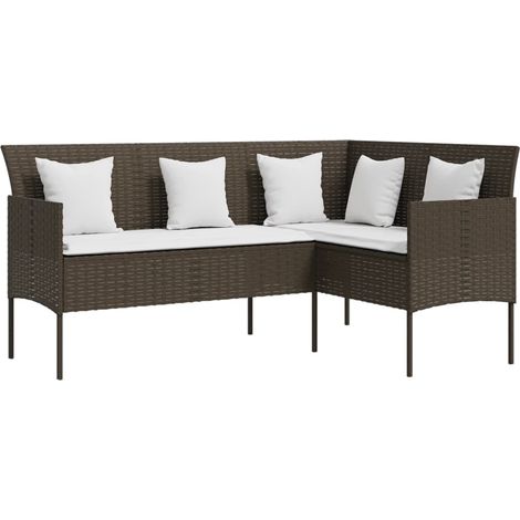 Maison Exclusive - Sofa in L-Form mit Kissen Poly Rattan Braun