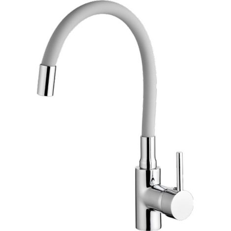 Miscelatore Monocomando Lavello Collo Orientabile - Canna In Gomma Flessibile - Colore Grigio (1/2)