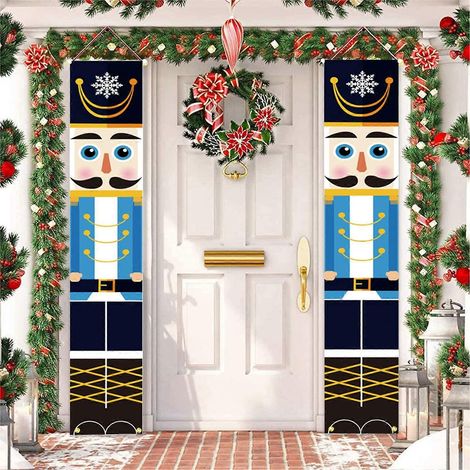 Ornements de Noël Casse-Noisette, Bannière de Noël Casse-Noisette, Décorations de porte de Noël, Bannière de Noël Soldat Casse-Noisette pour porche, 30x180cm (1/5)