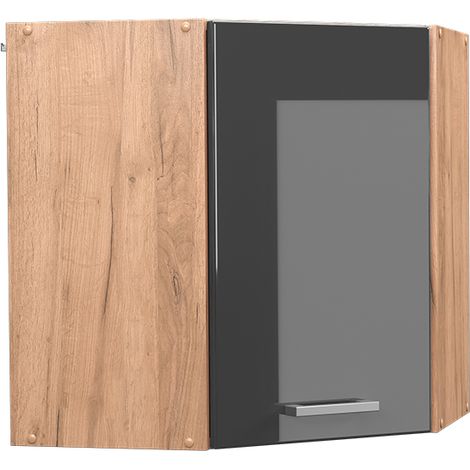 Mobile angolare da cucina R-Line, Antracite lucido, 57 cm, Vicco