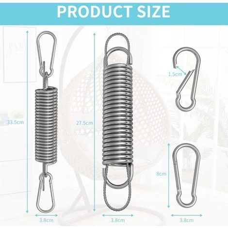 Hängesessel mit 300 kg Tragkraft – 2 M10-Karabiner, 1 Drehring und 1 Feder – Aufhängung aus Edelstahl 304 für Hängesessel und Boxsack (1/4)