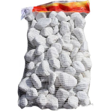 Racine – Galet décoratif marbre blanc pur 40-60mm – Filet 20 kg – Effet pailleté au soleil – FPAI050
