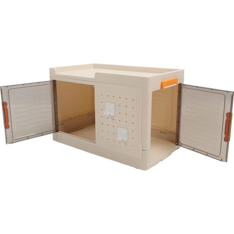 Faltbare Aufbewahrungsbox, vielseitig einsetzbar, großes Fassungsvermögen, transparenter Deckel, stapelbar, mit Rollen und Deckel, für Zuhause, Schule und Büro, einlagig, 32 x 56 x 36 cm / 12,6 x 22,0 (1/5)