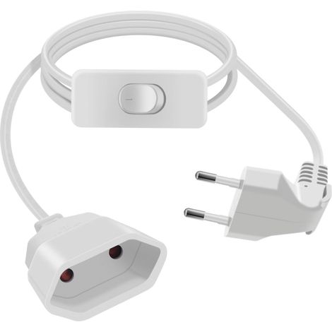 Câble D'extension Euro avec Interrupteur 2.5A 250V Rallonge Euro Cable pour Appareils Ménagers, Lampes de Table, Prises de Charge, Téléviseurs, Ordinateurs Etc (Blanc, 3m) (1/5)