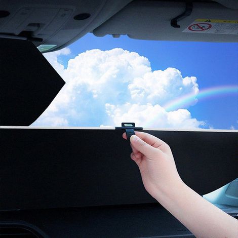 Rideau pare-soleil automatique rétractable pour pare-brise de voiture, protection solaire intégrale pour l'été, anti-UV (1/5)