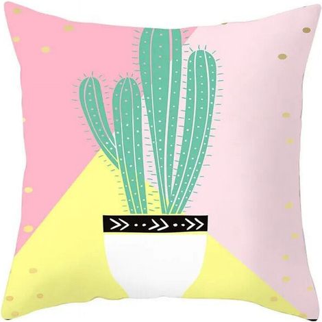 Kissenbezüge aus Baumwolle und Leinen mit Pflanzen- und Fruchtmotiven für Schlaf- und Wohnzimmer sowie Kissenbezüge zur Sofadekoration in Rosa und Gelb.