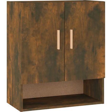 Armoire murale scandinave fonctionnelle pour rangement 60 x 31 x 70 cm en bois d'ingénierie chêne fumé (1/5)