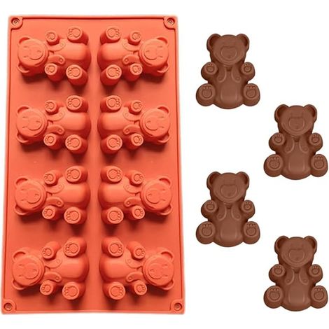 Molde de silicona para tartas con forma de oso de 8 cavidades - Antiadherente, molde especial para hornear, molde de silicona para tartas, jabones, postres, decoraciones, magdalenas