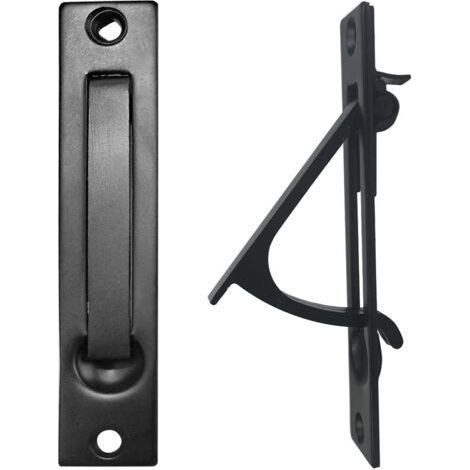 2 Pieces Retractable Sliding Door Handle, 10 cm, Hidden Edge Handles, Flush Mount, Black (1/5)