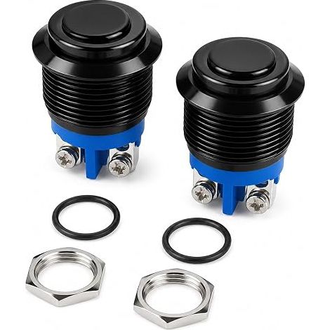 Bouton Poussoir 12V 16 mm, Métal Noir (1/5)