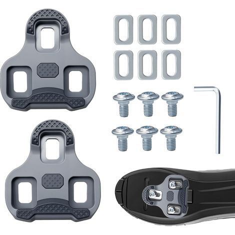 Road Bike Pedals Compatible with Look Keo, Cycling Shoe Cleats, Adjustable Angle 4.5°, for Road and Racing Cyclists (Grey) (1/5)