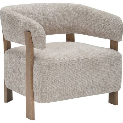 Fauteuil en tissu écru et bois de sapin Valena (1/5)