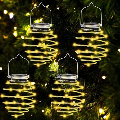Lanterne Solaire Exterieur Jardin,4 Pièces 80 Lumières Spirales Solaires LED Lampe Solaire en Métal Suspendue Lanterne Solaire étanche IP65 Pour Jardin,Terrasse,Véranda,Trottoir,fête d'anniversaire (1/5)