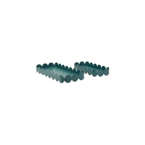 Plateau saturne rectangulaire bleu sarcelle, lot de 2 pièces, 40 x 16,5x4,5 et 29 x 12x4,5