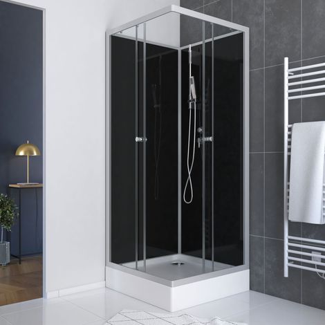 cabine de douche carrée 80x80x195 - portes coulissantes en verre trempé 5mm - squary black 2