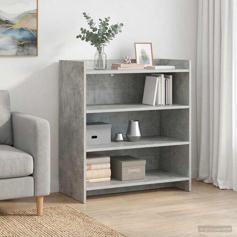 Buffet 3 étagères gris béton en bois d’ingénierie 75 x 36 x 80 cm - PANGIVO (1/5)