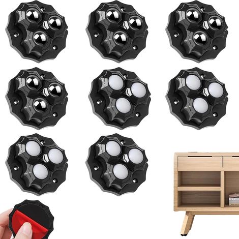 8 ruedas giratorias autoadhesivas de acero inoxidable de 360°, para muebles de almacenamiento/transporte ligeros. (1/3)