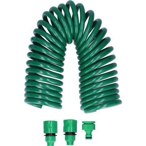 Tuyau arrosage enroulé 7.5m avec raccord pulvérisation rétractable, pour irrigation jardin