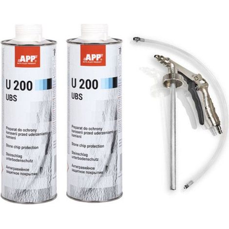 Anti gravillon - Blanc - Anti corrosion - Carrosserie - APP - 2 bidons 1L U200 + pistolet pulvérisation