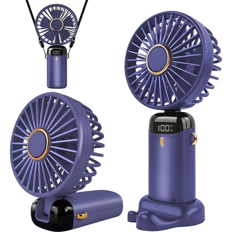 Ventilateur portable rechargeable par USB avec 5 vitesses,mini ventilateur de bureau pliable avec écran LED pour la maison, le bureau,la chambre à coucher, les voyages en plein air (Violette)