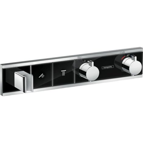 Module thermostatique RainSelect encastréavec 2 fonctions noir/chromé