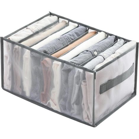 Boîte de rangement pour vêtements avec 9 compartiments, organiseur de placard pliable, séparateur de vêtements en maille respirante (1/4)