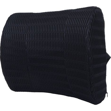 Lendenkissen HHG-675, Rückenkissen Lordosenstütze, Memory Foam Stoff/Textil waschbar Befestigungsgürtel schwarz
