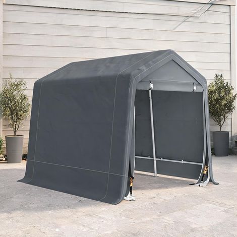 Abri de jardin gris Oscuro en métal PE 240 x 200 x 202 cm (1/5)