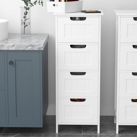 Bathroom Storage Cabinet,Laundry Room Cabinets with 1 Open Compartments and 2 Tier Shelf with Doors, Multifunctional Floor Cabinet for Home Office, Living Room, Bathroom, Bedroom, White (1/5)