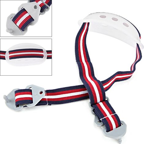 Jugulaire amovible pour casque de chantier blanc de sécurité, avec sangle de maintien inférieure.