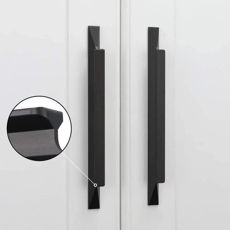 10 Stück schwarze Möbelgriffe, schwarze Türgriffe für Küchenschränke und Schubladen, Lochabstand 192 mm (1/4)