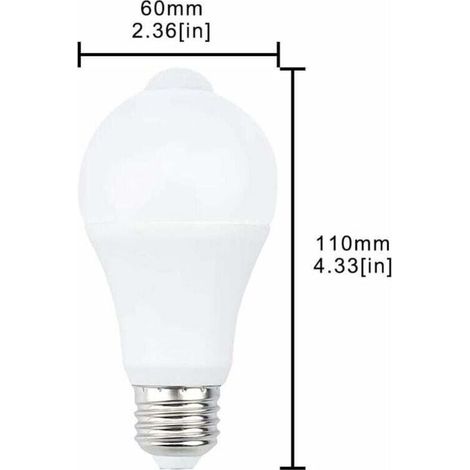 Ampoule LED E27 avec détecteur de mouvement Lumière intelligente 9 W Remplace l'ampoule basse consommation 90 W Angle d'éclairage 120°, blanc, E27, 9 W (1/3)