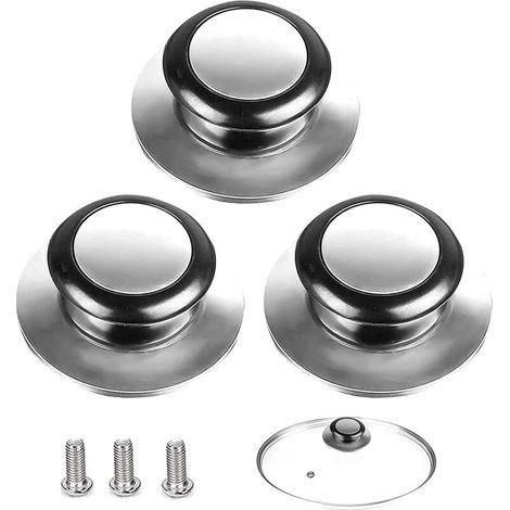 Deckelknauf, 3-teiliger Topfdeckelgriff, geeignet für Glasdeckel, Edelstahl-Topfdeckel, für Küchenutensilien (1/5)