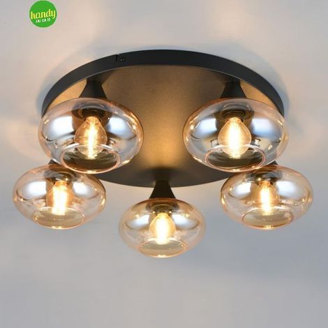 Plafoniera Divina Trio Lighting 50 cm 5 x E14 nero opaco/ambra