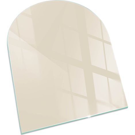 Piastra per Camino di Vetro Temperato Protezione per Caminetto dal Calore Resistente a Scintille e Graffi Colore Beige 80x70 cm (1/5)