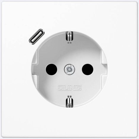 JUNG LS1520-18CWW SCHUKO STECKDOSE MIT USB-LADEGER T, SERIE LS, ALPINWEI (1/3)