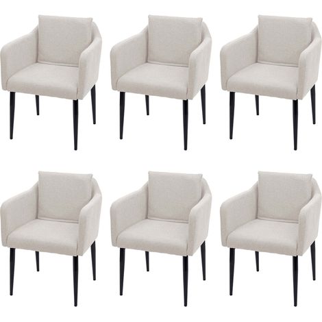 Set 6x poltrone sedie pranzo soggiorno Lounge HHG-734, tessuto avorio beige