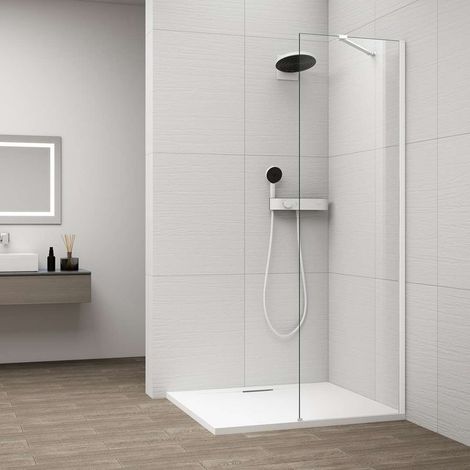 Polysan Esca - Walk-In-Duschwand 40 x 210 cm, Antidrop, klares Glas/weiß ES1040-03 (1/4)
