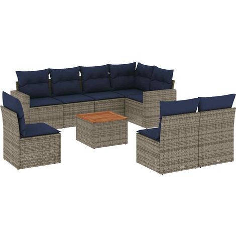 Maison Exclusive - 9-tlg. Garten-Sofagarnitur mit Kissen Grau Pol (1/5)