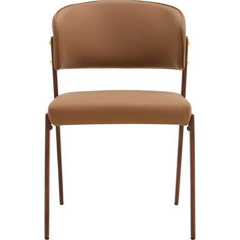 Chaise de salle à manger 2 chaises rembourrage cadre métal dossier ergonomique revêtement cuir synthétique style moderne (1/5)