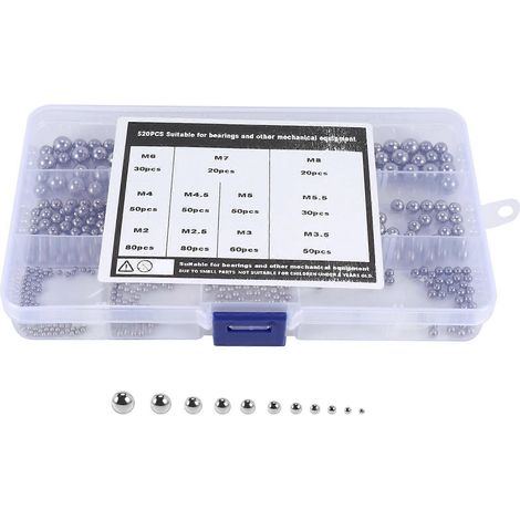 520 billes d'acier de précision, ensemble de billes magnétiques en acier pour roulements de vélo (2-8 mm). (1/5)
