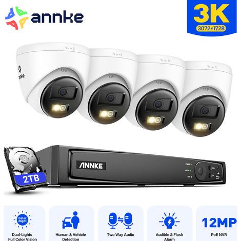 ANNKE 5MP Kit di Videosorveglianza Esterno 8CH NVR 4×Telecamere Visione Notturna Intelligente Doppia Luce,Audio Bidirezionale, APP/PC Sistema di Sicurezza Remoto Telecamera 2TB (1/5)
