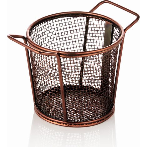 Panier de service et friture rond anse supérieure Ø 9,5 cm H 8,5 cm cuivre - Was Germany