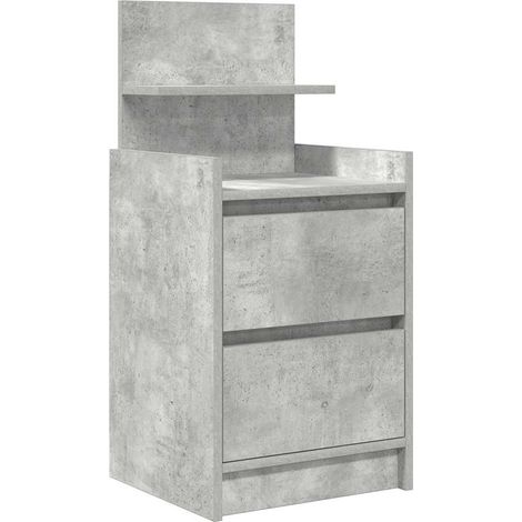 Maison Exclusive - Mesilla de noche con 2 cajones gris hormigón 3