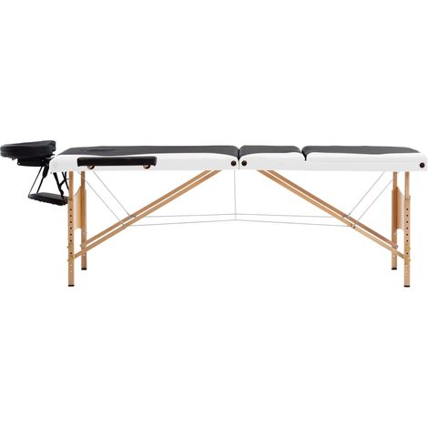 Table de massage pliable 3 zones Bois Noir et blanc (1/5)