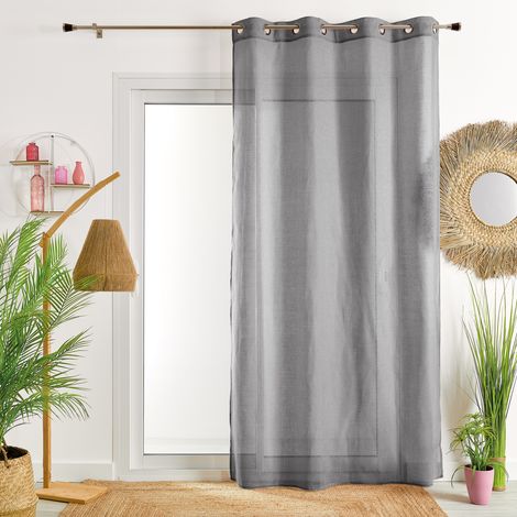 Voilage uni en étamine Gris anthracite 140x240 cm (1/2)