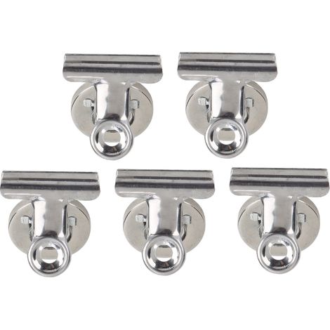 Set mit 5 runden Magnetclips aus vernickeltem Edelstahl, starker Magnet (silber) (1/5)