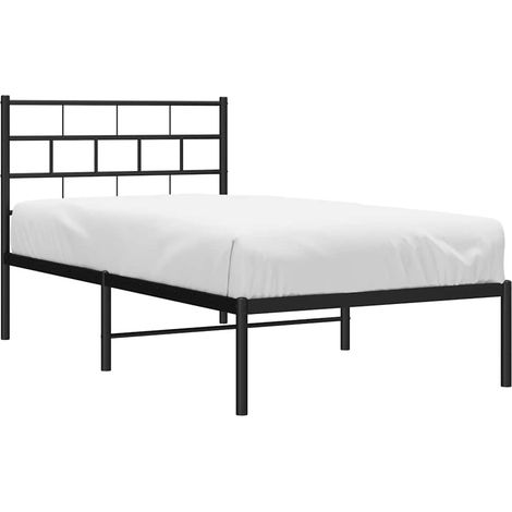 Estructura cama sin colchón con cabecero metal negro 100x200 cm vidaXL (1/4)