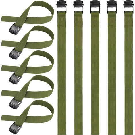 Sangle Porte Velo, 10 PCS 40CM Sangle Cliquet avec Boucles à Came, Alliage Antirouille Réglable à Dégagement Rapide Sangle Arrimage pour Moto Bagage Transport de Vélo, Vert (1/5)